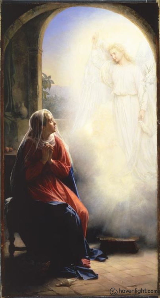 Carl Bloch Fine Art Canvas Giclee: "Annunciation Of Mary"
