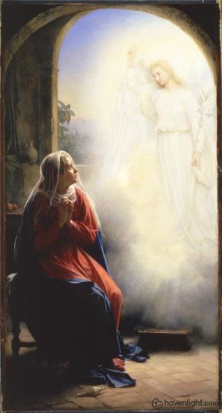Carl Bloch Fine Art Canvas Giclee: "Annunciation Of Mary"