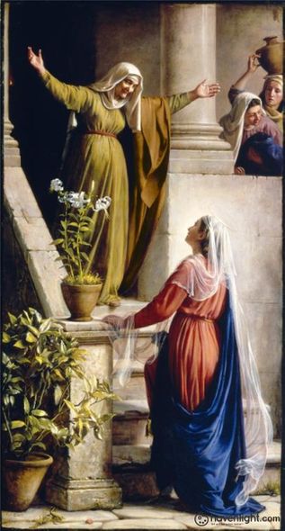 Carl Bloch Fine Art Canvas Giclee: "Mary&#39;s Visit To Elizabeth"