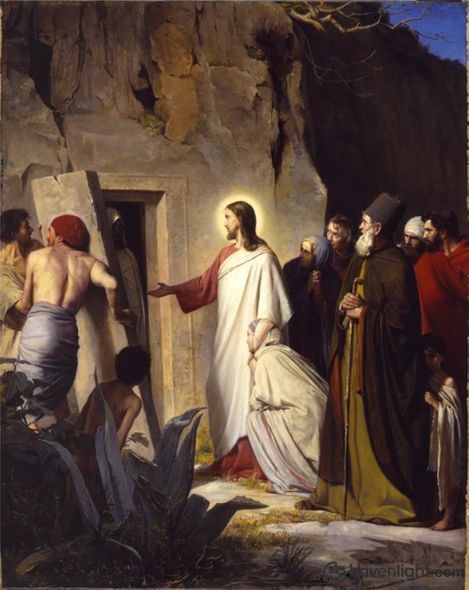 Carl Bloch Fine Art Canvas Giclee: "Raising Lazurus From The Dead"