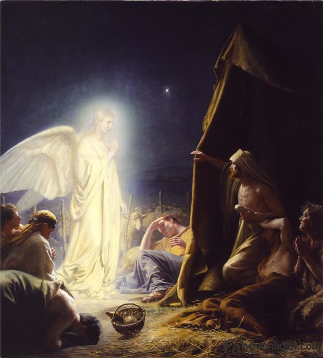 Carl Bloch Fine Art Canvas Giclee: "Shepherds"