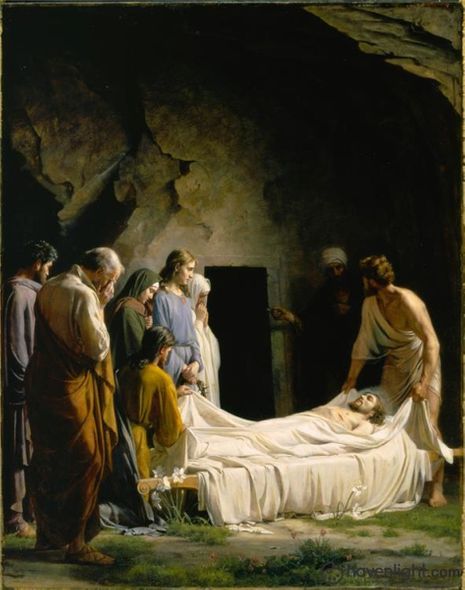 Carl Bloch Fine Art Canvas Giclee: "The Burial of Jesus"