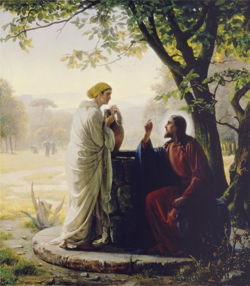 Carl Bloch Fine Art Canvas Giclee: "Woman At The Well"