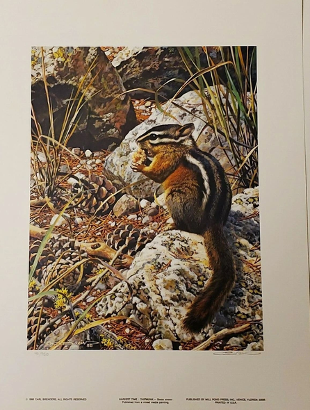 Carl Brenders Signed Limited Edition Lithograph: "Harvest Time - Chipmunk"