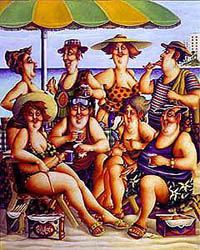 Carlos Ferreyra Handsigned & Numbered Limited Edition Serigraph:"At The Beach"