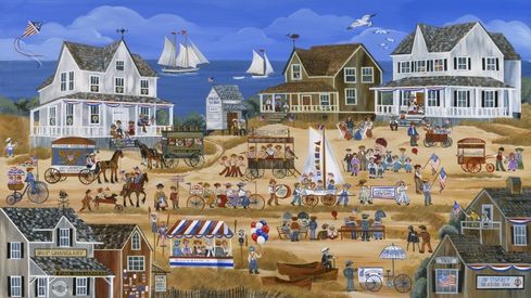 Carol Dyer Hand Signed and Numbered Limited Edition Lithograph " 4th of July Parade " Carol Dyer Hand Signed and Numbered Limited Edition Lithograph " 4th of July Parade "