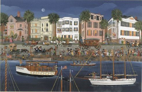Carol Dyer Hand Signed and Numbered Limited Edition Lithograph " Parade of Lights in Charleston " Carol Dyer Hand Signed and Numbered Limited Edition Lithograph " Parade of Lights in Charleston "
