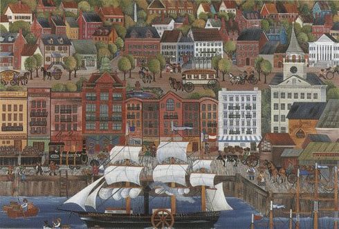 Carol Dyer Hand Signed and Numbered Limited Edition Lithograph " The Steamship Savannah " Carol Dyer Hand Signed and Numbered Limited Edition Lithograph " The Steamship Savannah "