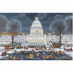 Carol Dyer Handsigned and Numbered Limited Edition Giclee on Canvas:"Capitol Skating Party "