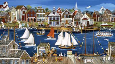 Carol Dyer Handsigned and Numbered Limited Edition Giclee on Canvas:"Lewes, Delaware "