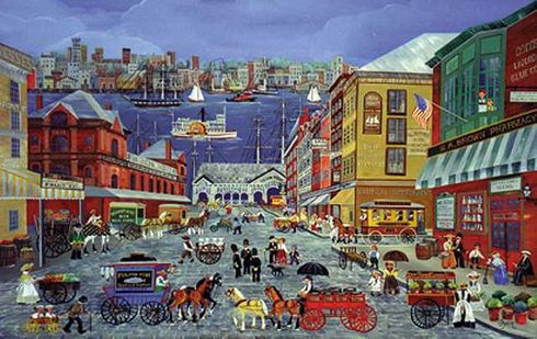 Carol Dyer Limited Edition Print:"Market Days On Fulton Street" Carol Dyer Limited Edition Print:"Market Days On Fulton Street"