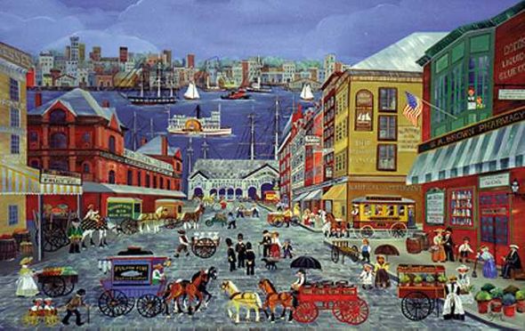 Carol Dyer Limited Edition Print:"Market Days On Fulton Street"