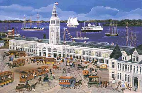 Carol Dyer Limited Edition Print:"Port of San Francisco, Ferry House" Carol Dyer Limited Edition Print:"Port of San Francisco, Ferry House"