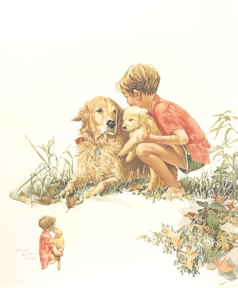 Carolyn Blish Signed by the Artist Limited Edition Paper Lithograph:"Puppy Time"