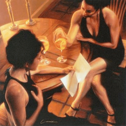 Carrie Graber Limited Edition Giclée on Canvas: "Sister Night Out"