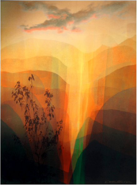 Carson Gladson Artist Signed Limited Edition Mixed media on panel:"Dawn Vista"