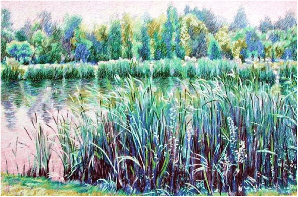 Carson Gladson Artist Signed Limited Edition Serigraph on paper:"The Pond"