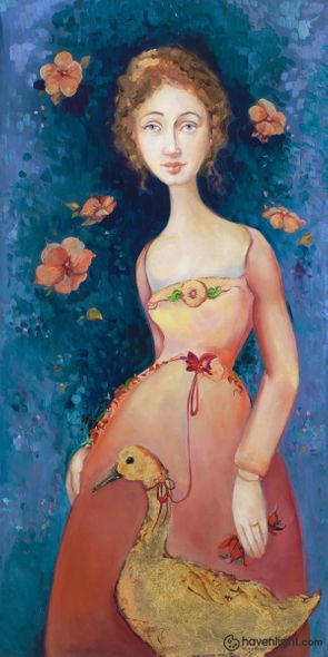 Cassandra Barney Fine Art Canvas Giclee: "Aurelia (Golden)"