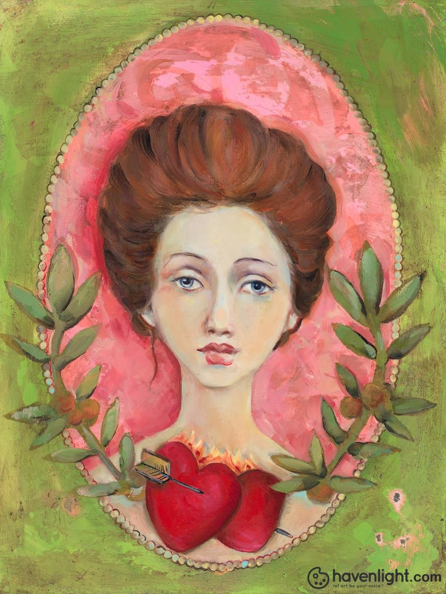 Cassandra Barney Fine Art Canvas Giclee: "Two Hearts One Arrow"