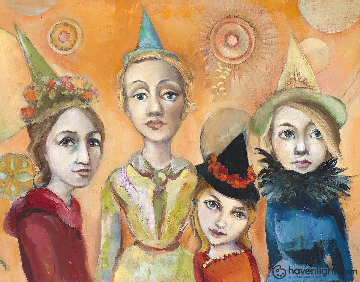 Cassandra Barney Fine Art Canvas Giclee: "Witches Night Out"