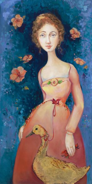 Cassandra Barney Open Edition Canvas Giclee:"Aurelia (Golden)"