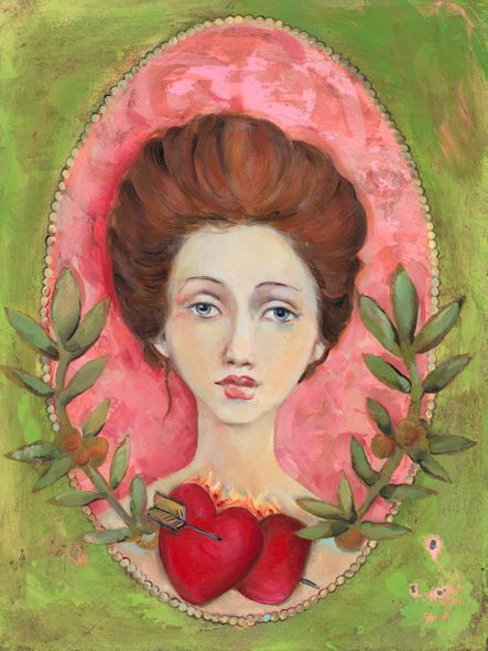 Cassandra Barney Open Edition Canvas Giclee:" Two Hearts One Arrow"
