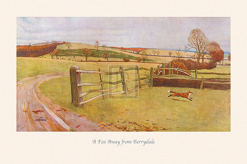 Cecil Aldin Hand Numbered Limited Edition Print on Paper :"A Fox Away from Berrydale"