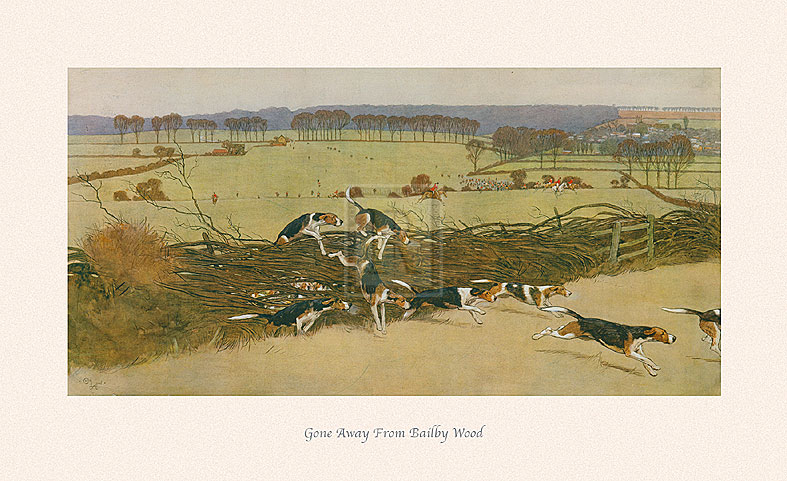 Cecil Aldin Hand Numbered Limited Edition Print on Paper :"Gone Away from Bailby Wood"