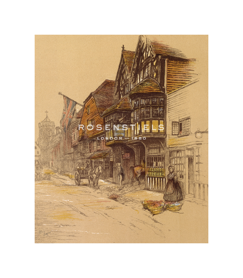 Cecil Aldin Hand Numbered Limited Edition Print on Paper :"Old English Inns, The Old George Inn, Salisbury"