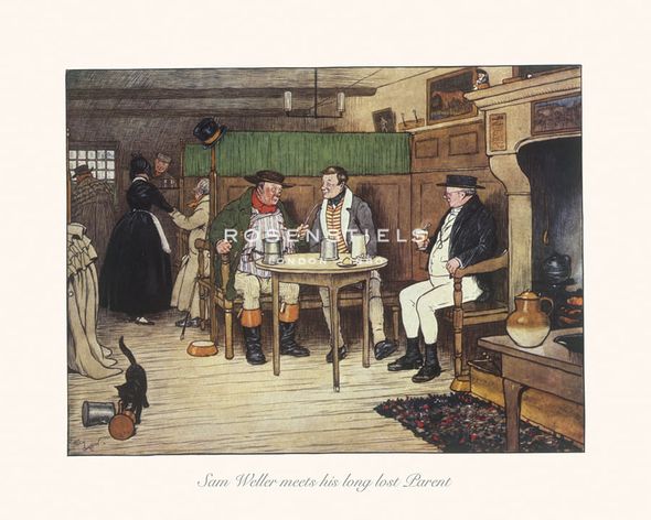 Cecil Aldin Hand Numbered Limited Edition Print on Paper :"Sam Weller meets his long lost Parent"