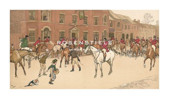 Cecil Aldin Hand Numbered Limited Edition Print on Paper :"The Cottesbrook Hunt (The Meet at the Swan)"