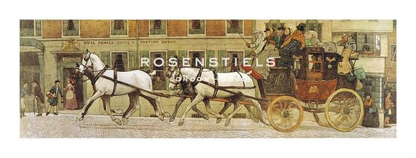 Cecil Aldin Hand Numbered Limited Edition Print on Paper :"The Edinburgh Coach Outside the Bull Family Hotel"