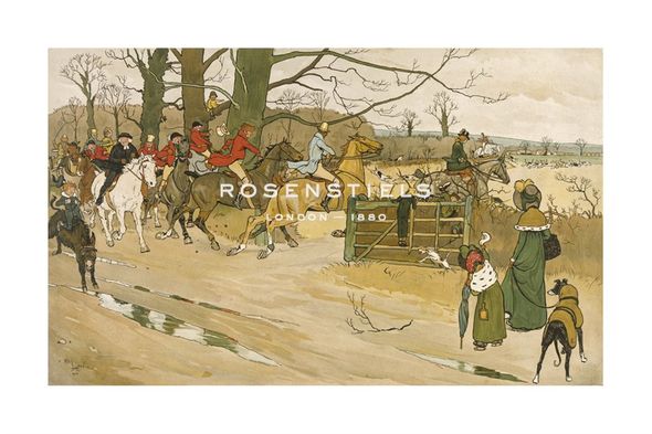 Cecil Aldin Hand Numbered Limited Edition Print on Paper :"The Fallowfield Hunt, Breaking Cover"