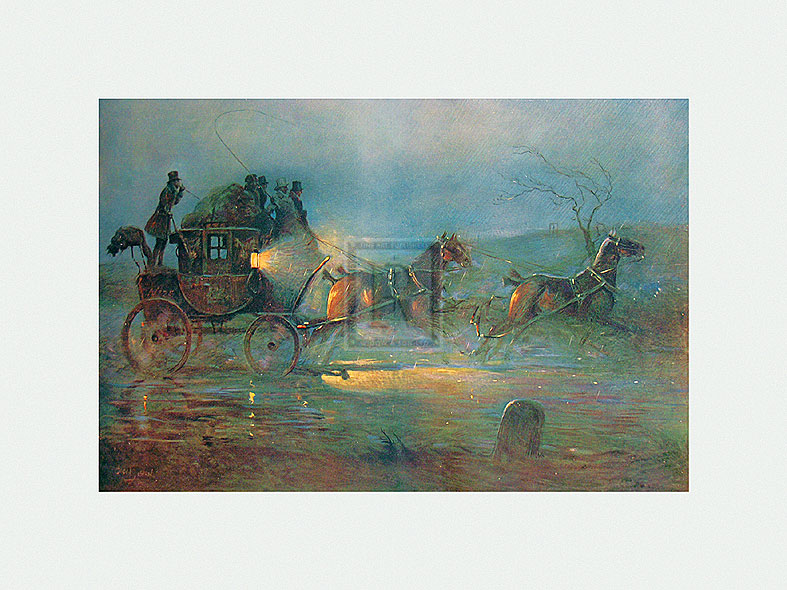 Cecil Aldin Hand Numbered Limited Edition Print on Paper :"The Night Mail, a Hundred Years Ago"