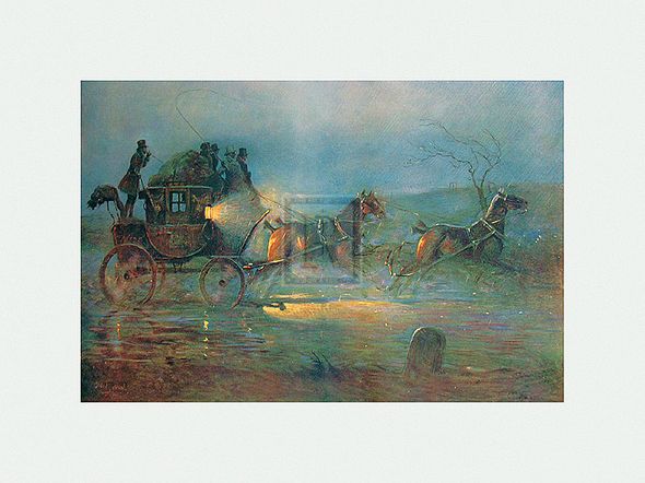 Cecil Aldin Hand Numbered Limited Edition Print on Paper :"The Night Mail, a Hundred Years Ago"