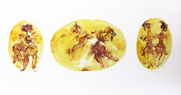 Chaim Gross Artist Signed Limited Edition Serigraph: "TALMUD RUN"