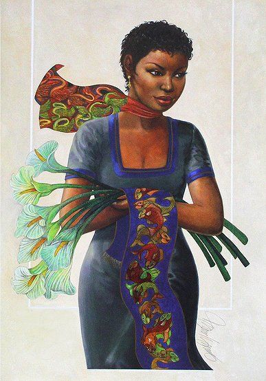 Charles Bibbs Artist Signed Ltd Ed Mixed Media Limited Edition Lithograph:"Camile"