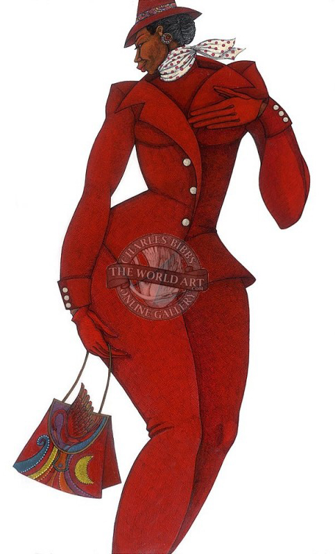 Charles Bibbs Hand Signed and Numbered Limited Edition: "Ebony In Red"