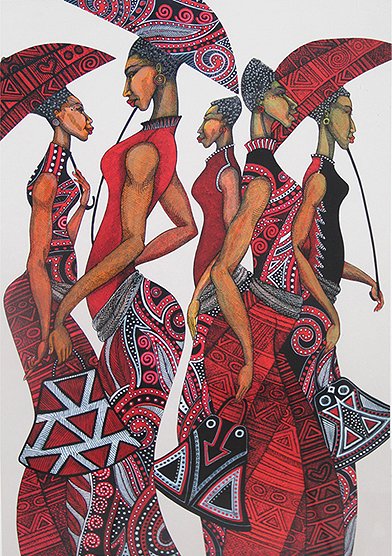 Charles Bibbs Artist Signed Limited Edition AP Remarque Giclee Print:"Parasol Red "