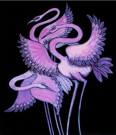Charles Bibbs Hand Signed and Numbered Limited Edition: "Purple Long Leg Birds"