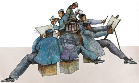 Charles Bibbs Hand Signed and Numbered Limited Edition: "Sharing Knowledge"