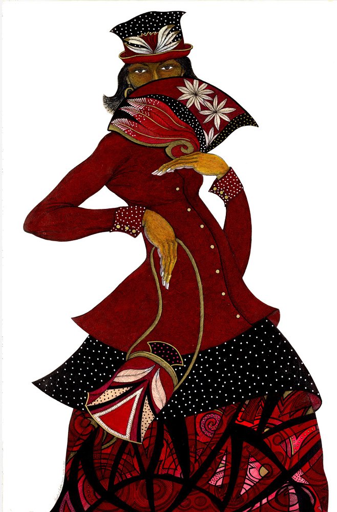 Charles Bibbs Artist Signed Limited Edition Giclee on Paper:"Sister In Red"