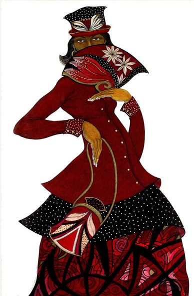 Charles Bibbs Artist Signed Limited Edition Giclee on Paper:"Sister In Red"