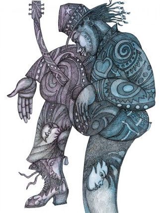 Charles Bibbs Artist Signed Limited Edition Remarque Giclee Print:"Urban Rockstar"