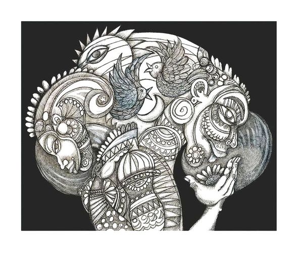 Charles Bibbs Artist Signed Limited Edition Mixed Media Offset Lithograph Print:"Forces of Life"