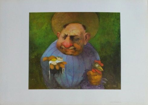 Charles Bragg Plate Signed Lithograph on Paper:"The Riddle"