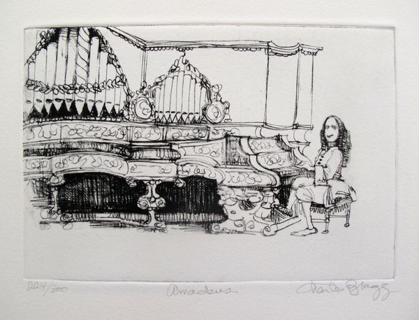 Charles Bragg Hand Signed Limited Edition Etching:"Amadeus"
