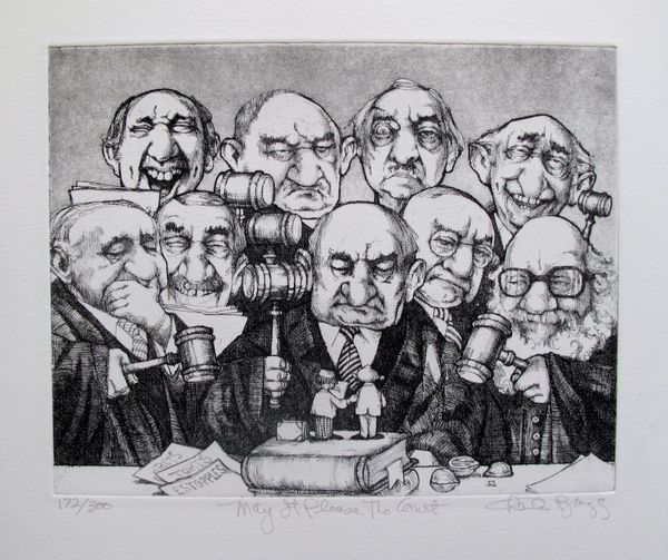 Charles Bragg Hand Signed Limited Edition Etching:"May It Please The Court"