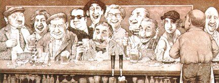 Charles Bragg Handsigned and Numbered Limited Edition Etching: "Happy Hour"