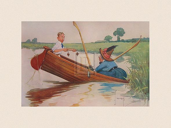 Charles Crombie Hand Numbered Limited Edition Print on Paper :"Steer Henry, You're the Coxswain!"